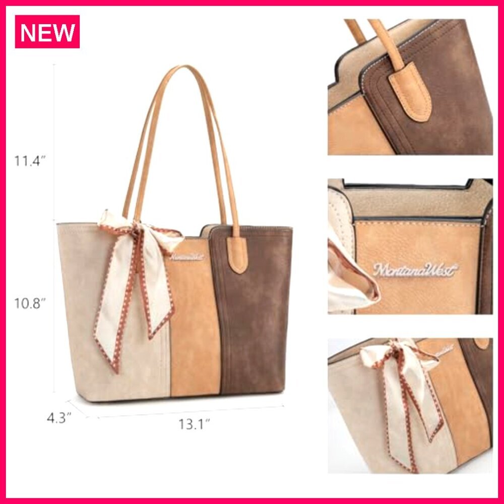 Medium Vegan Leather Tote Bag with Top Handle and Zipper Closure - Picture 5 of 8